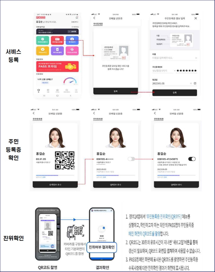 주민등록 모바일 확인서비스 이용 절차