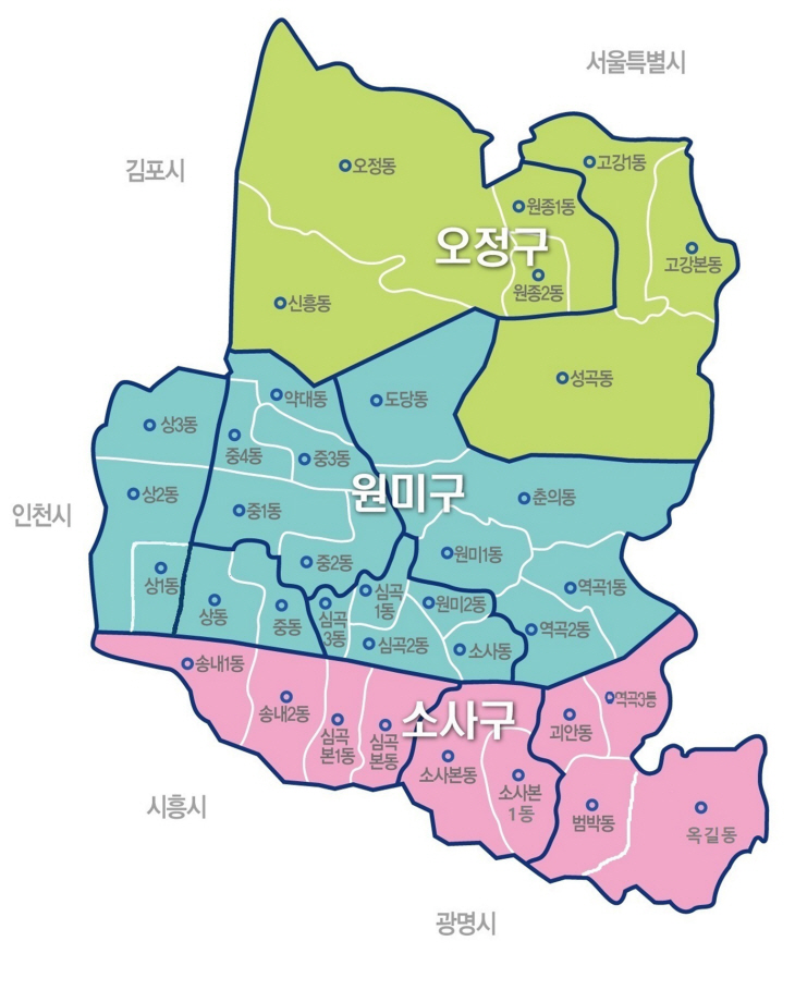 부천시 3개 구-37개 일반동 개편 구역도