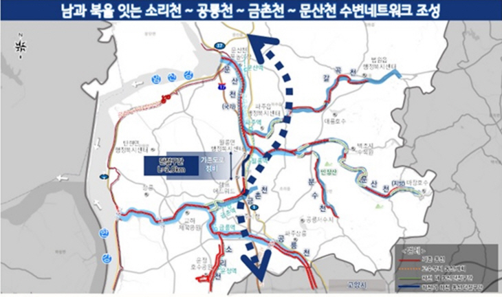 파주시 동서남북 연결 친수하천 계획안