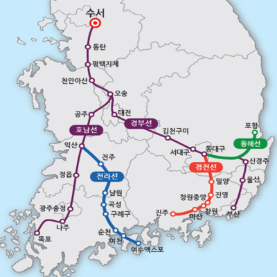 SRT 운행 노선도