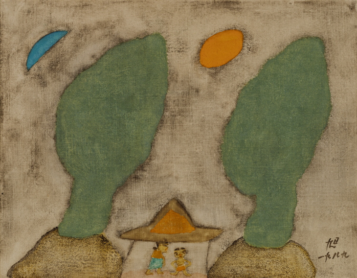 장욱진, 가족도, 캔버스에 유채, 32ⅹ40.5cm, 1989, 개인소장
