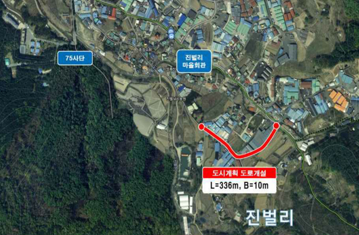 남양주시 진벌리 도시계획도로 위치도