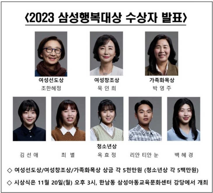 1023 2023 삼성행복대상 수상자 발표