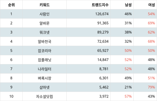 랭키파이 트렌드 지수 분석 데이터