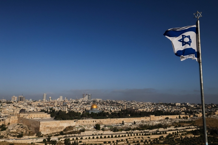 예루살렘에 펄럭이는 이스라엘 국기.AFP/연합뉴스
