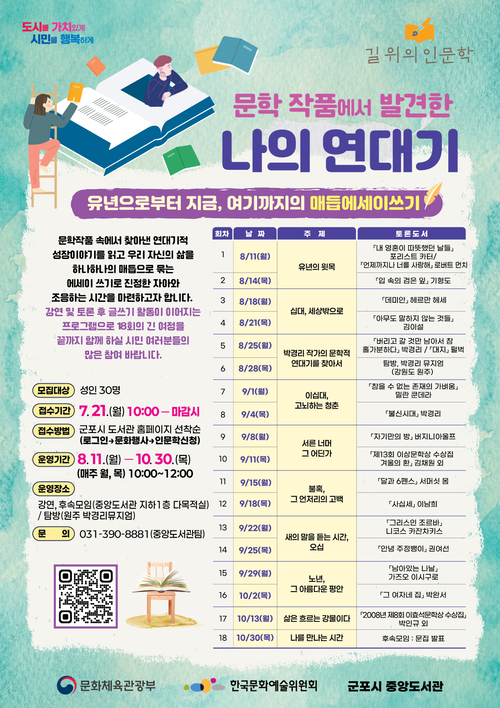 군포시중앙도서관 2025년 길 위의 인문학 실시 배너