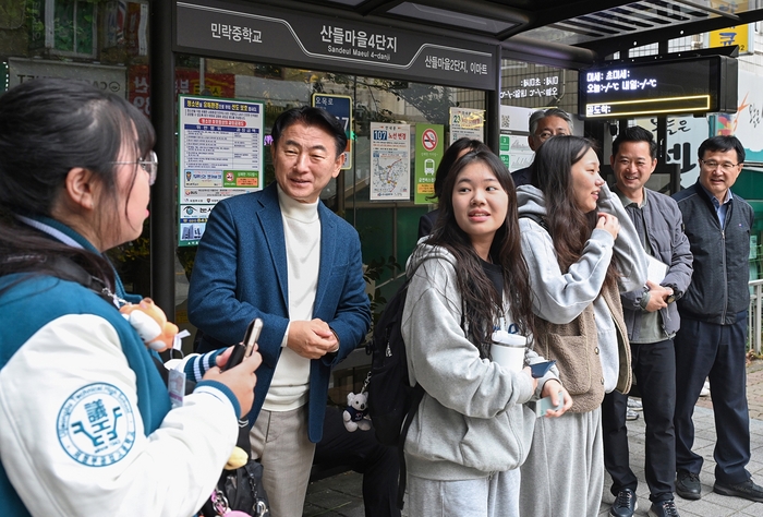 김동근 의정부시장 2025년 2월 '의정부 학생 통학버스' 운행 현장 확인