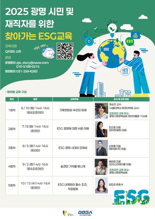 광명시 시민-기업 찾아가는 ESG 실천 교육 운영 포스터