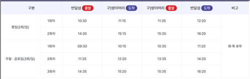 안산시 안산호(도선) 운항시간표