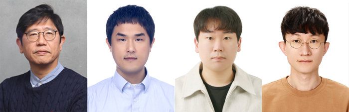 (좌측부터) 교신저자 한양대 고민재 교수·KIST 유형근 박사, 제1저자 한양대 김우연 박사·KIST 임찬우 박사 (사진=한양대)