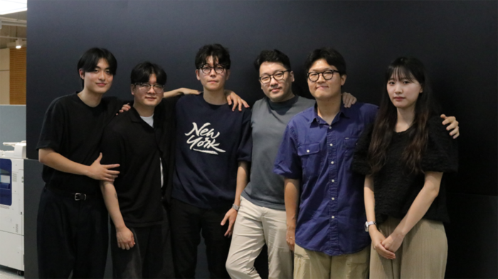 Ventri 프로젝트팀. (왼쪽부터) 박준호, 황승협, 손민형, 최종우 교수, 최유민, 배소영 (사진=한양대)