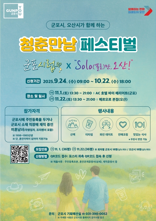 군포-오산시 '청춘만남 페스티벌-군포시럽×SOLO만 오산' 공동 개최 포스터