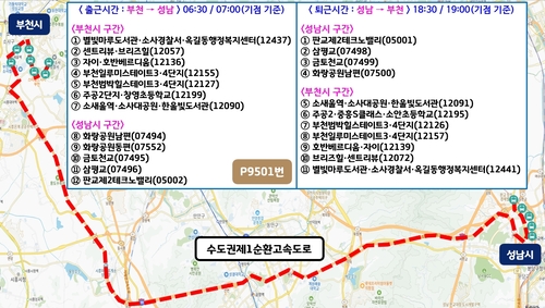 경기 프리미엄버스 'P9501번' 신설 노선도