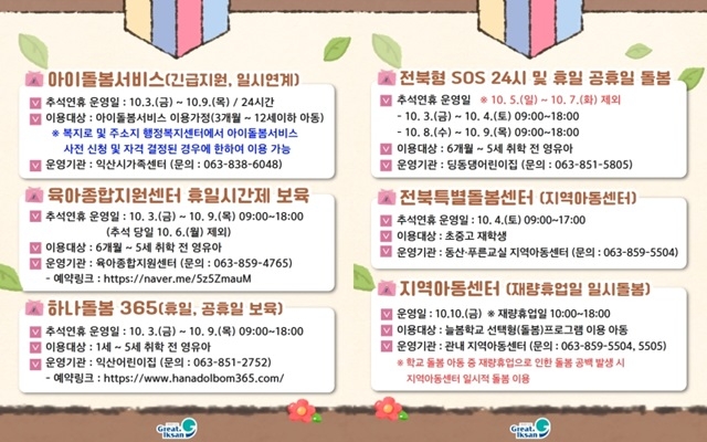 익산시, 추석 연휴기간 아동돌봄·의료 통합대책 마련...전방위 대응