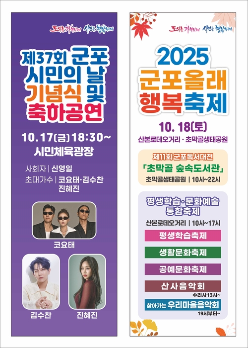 군포시 '2025 군포올래 행복축제' 배너