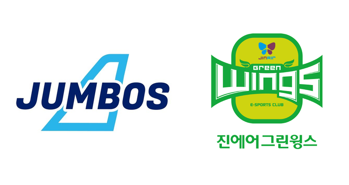 인천을 연고로 하는 대한항공 점보스 배구단과 진에어가 운영했던 게임단 '진에어 그린윙스'의 로고. 사진=각사 제공