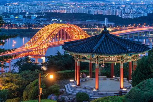 고양특례시 행주산성 정상에서 내려다본 한강과 방화대교