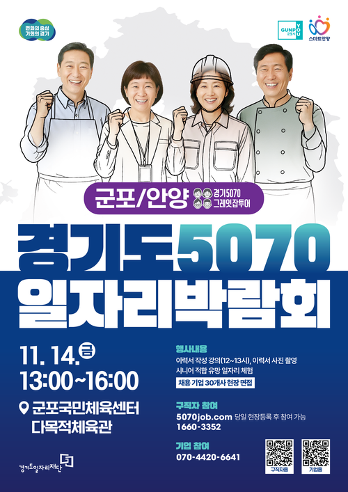 '2025년 경기도 5070 일자리박람회in군포+안양' 포스터
