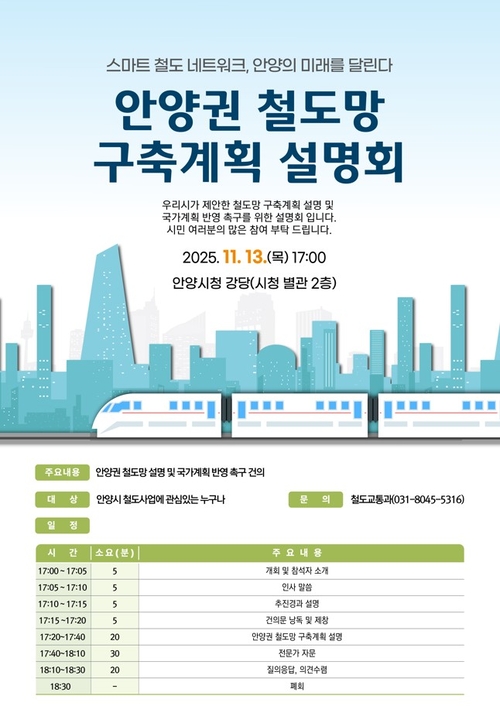 안양시 '안양권 철도망 구축 계획 시민설명회' 포스터