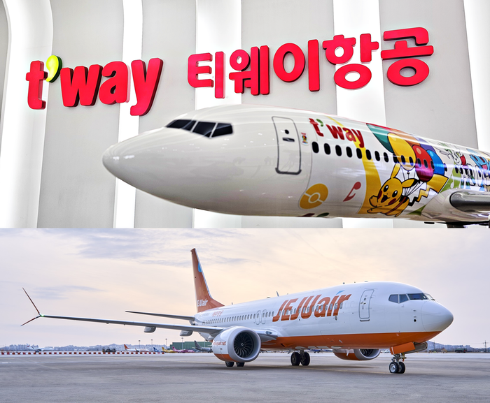 티웨이항공·제주항공 여객기. 사진=박규빈 기자