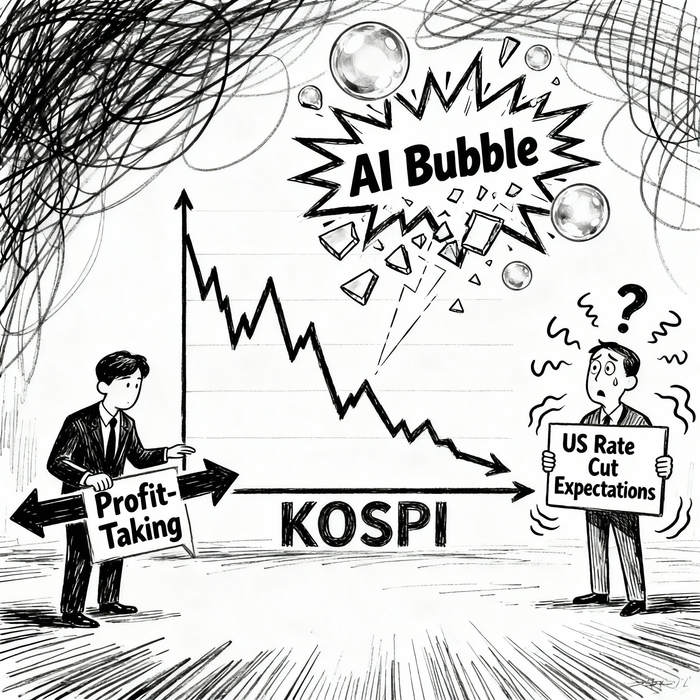 AI버블론에 코스피가 단기 급락세를 보이자 초단기 주식 외상 거래에서 발생한 반대매매 규모가 연중 최대를 기록했다./CRAISEE(크레이시)