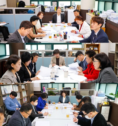 위부터 안산시의회 기획행정위원회-문화복지위원회-도시환경위원회 11일 집행부와 간담회 개최