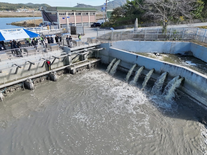 배수갑문 갯벌 퇴적, 현장 아이디어로 해결