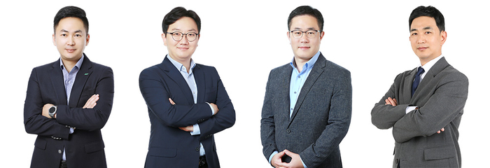 (왼쪽부터) 임민재 BGF리테일 영업∙개발부문장 상무, 장영식 인사총무실장 상무, 윤현수 4권역장 상무, 우진용 BGF 글로벌담당 상무. 사진=BGF리테일