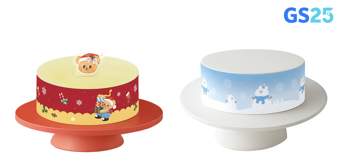 GS25가 올해 크리스마스 한정으로 선보이는 '버터베어슈크림케이크', '매일리얼우유케이크' 2종. 사진=GS리테일
