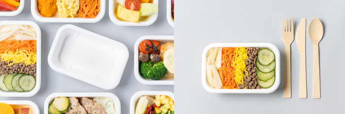 식물성 원료로 만든 대한항공의 신규 기내식 용기. 사진=대한항공 제공