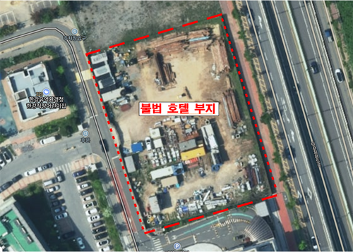 하남시가 25일 발표한 '미사강변도시 5성급 호텔 유치' 부지 위성사진