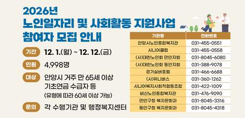 안양시 2026년 노인일자리 참여자 모집 배너