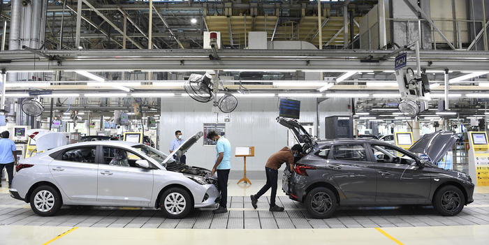 현대차 인도 첸나이 공장 생산라인.