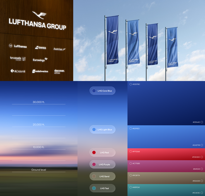 루프트한자그룹 항공사들과 그룹 상징기(상단)와 컴퍼니 컬러 파렛트. 사진=루프트한자 제공
