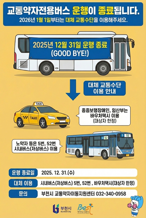 부천시 교통약자전용버스 운행 종료 안내 포스터