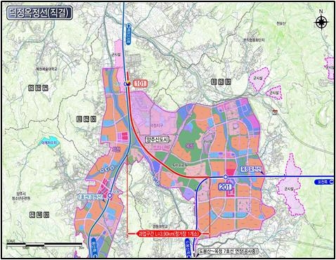 양주시 덕정~옥정선 노선도