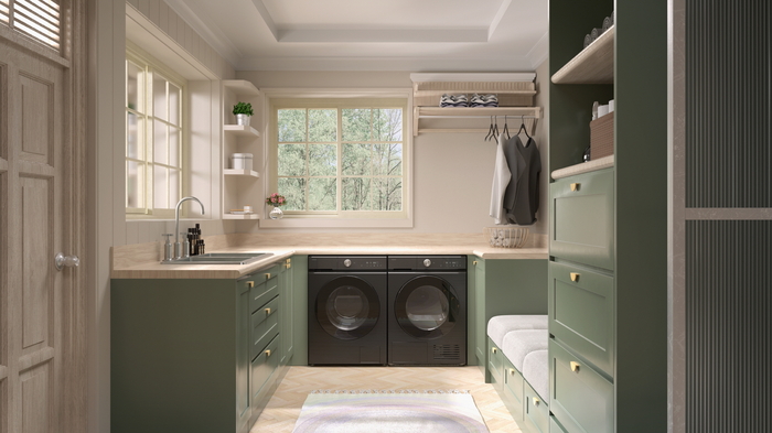 삼성전자 고효율 세탁기와 건조기 라이프스타일 이미지.