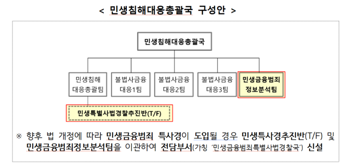 민생침해대응총괄국 구성안