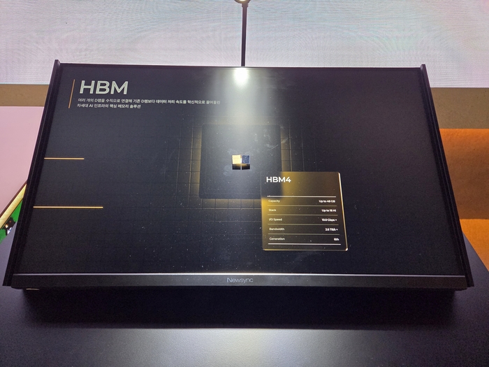 지난해 10월 서울 삼성동 코엑스에서 열린 '반도체대전(SEDEX) 2025' 내 SK하이닉스 부스에 전시된 HBM4. 사진 = 김윤호 기자.