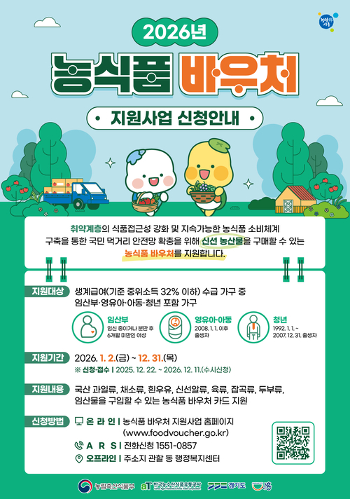 시흥시 '2026년 농식품 바우처 지원사업 신청안내' 포스터