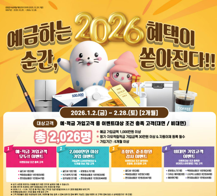 수협중앙회가 새해를 맞아 대규모 경품 이벤트를 마련했다.