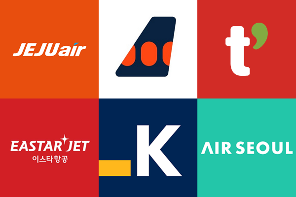 제주항공·에어프레미아·티웨이항공·이스타항공·에어로케이항공·에어서울 CI. 사진=각 사 제공