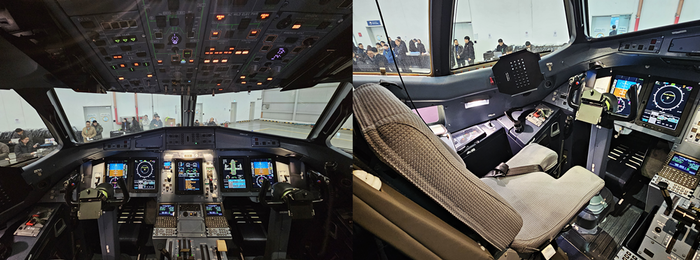 섬에어의 1호기(ATR 72-600, 등록 기호 HL5264)의 조종실 내부. 사진=박규빈 기자