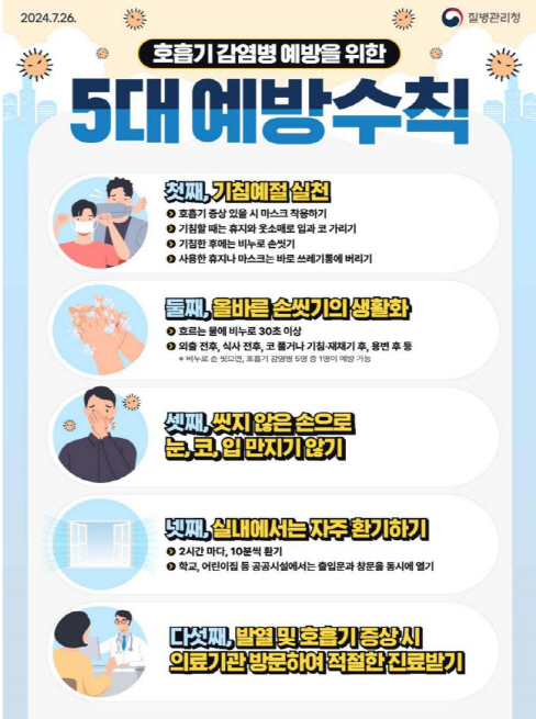 호흡기 감염병 예방 '5대 예방수칙' 안내 배너