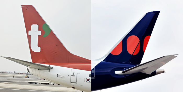 티웨이항공·에어프레미아 여객기 수직 미익. 사진=박규빈 기자