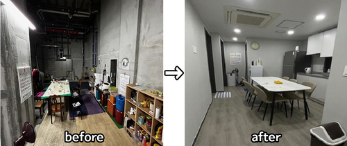 김포시 지원 경비-청소 노동자 휴게실 개선 전후