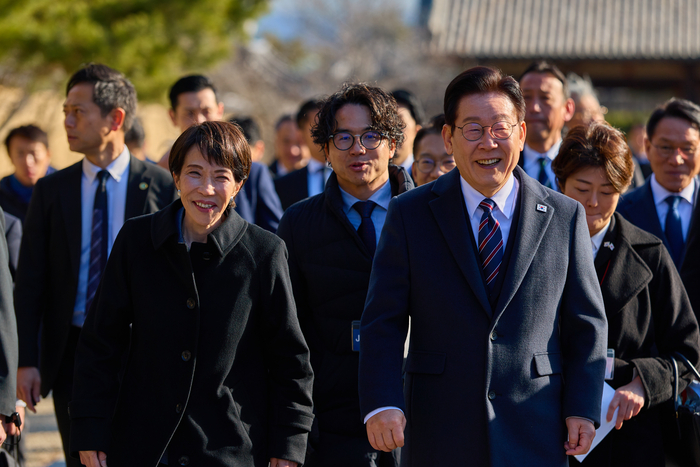 호류지 관람하는 한-일 정상