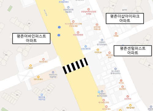 안양시 경수대로 횡단보도 설치 위치도