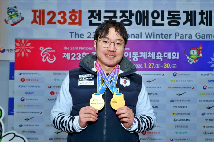 제23회 전국장애인동계체전에서 남자 스노우 보드 크로스·대회전 2관왕을 차지한 CJ대한통운 장애인스포츠단 소속 이제혁 선수. 사진=대한장애인체육