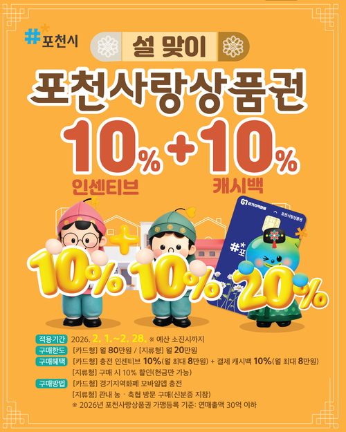 포천시 설맞이 포천사랑상품권 확대 운영 포스터